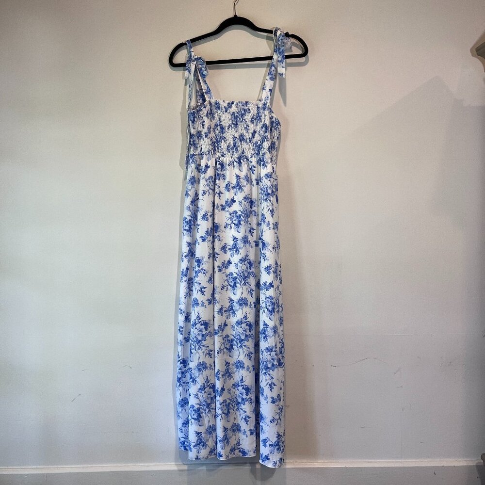 SHEIN Unity Floral Tie Shoulder Shirred Cami Dress